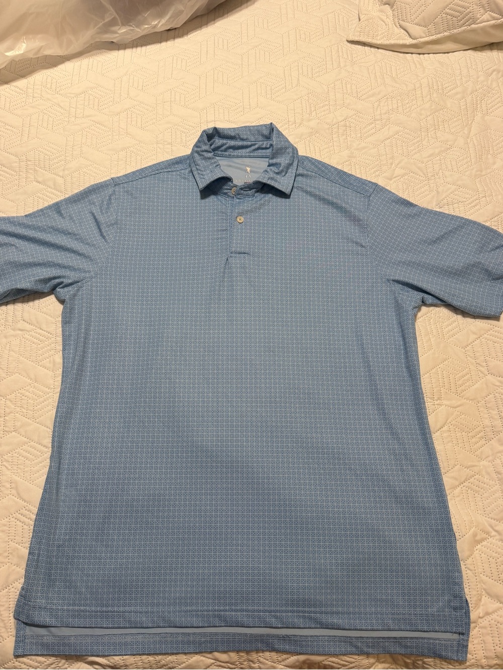 Fairway & Greene Pale Blue Micro-Pattern Golf Polo